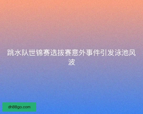 跳水队世锦赛选拔赛意外事件引发泳池风波