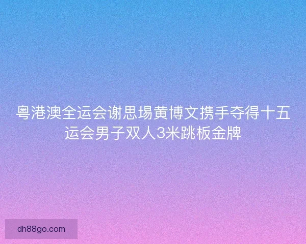 粤港澳全运会谢思埸黄博文携手夺得十五运会男子双人3米跳板金牌