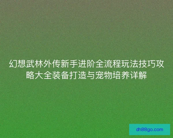 幻想武林外传新手进阶全流程玩法技巧攻略大全装备打造与宠物培养详解